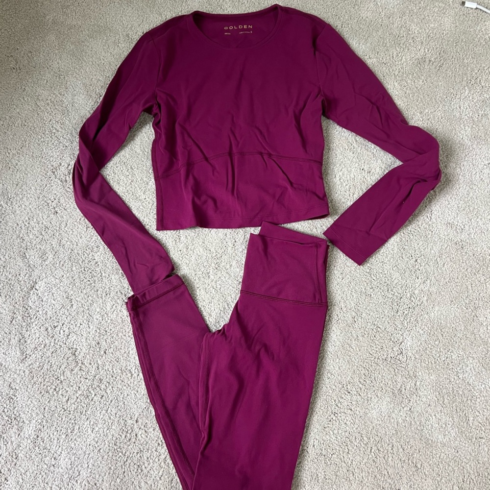 Aritzia Golden Burgundy Long Sleeve Set